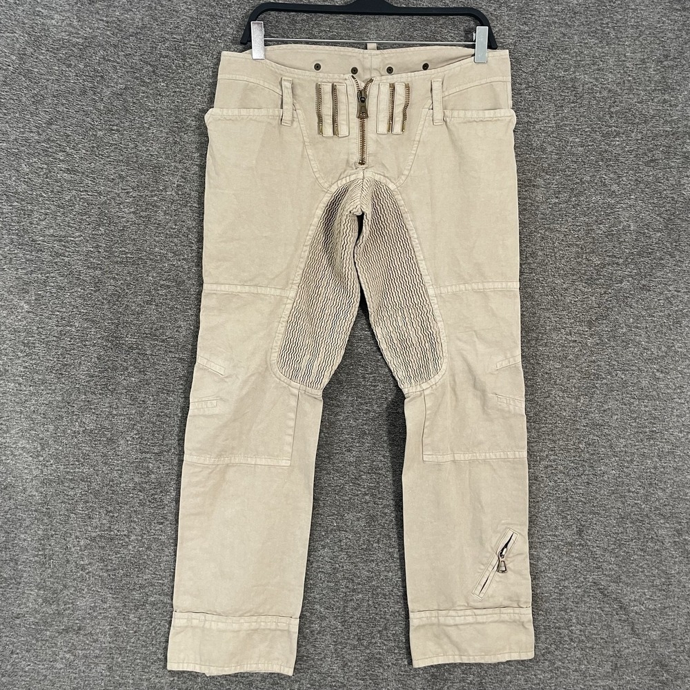 Dsquared2 Pants Mens 34x29 Beige Moto Biker Chino Stretch Zip Ankle Italy 48